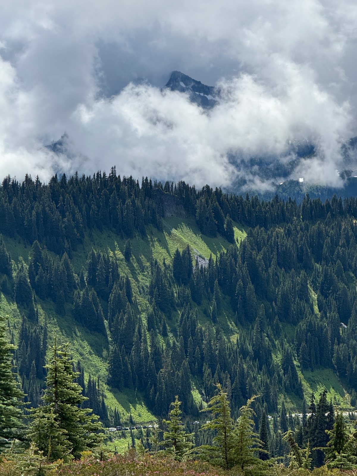 Cloud spilling over the ridge